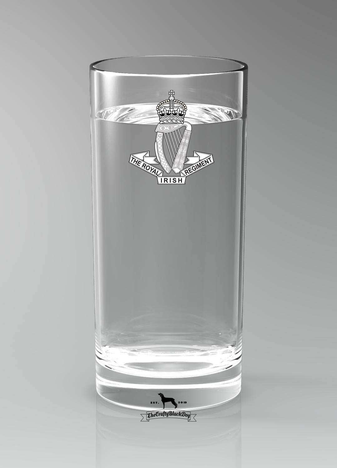 Royal Irish Regiment - Straight Gin/Mixer/Water Glass (New King's Crown)