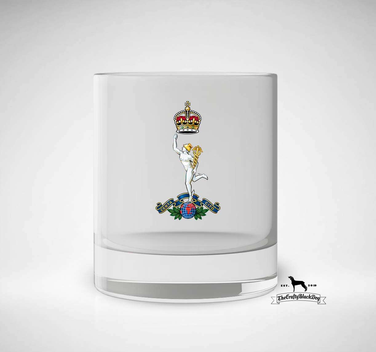 Royal Corps of Signals - Whiskey/Spirit Glass (New King's Crown)