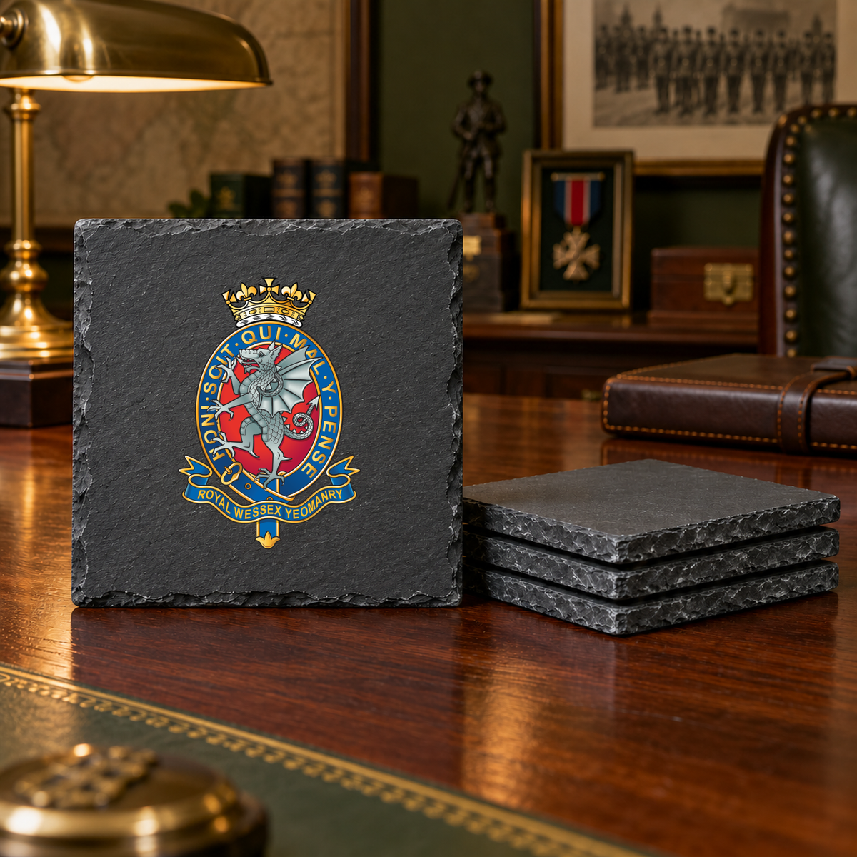 Royal Wessex Yeomanry - Slate Coaster Set | The Crafty Black Dog