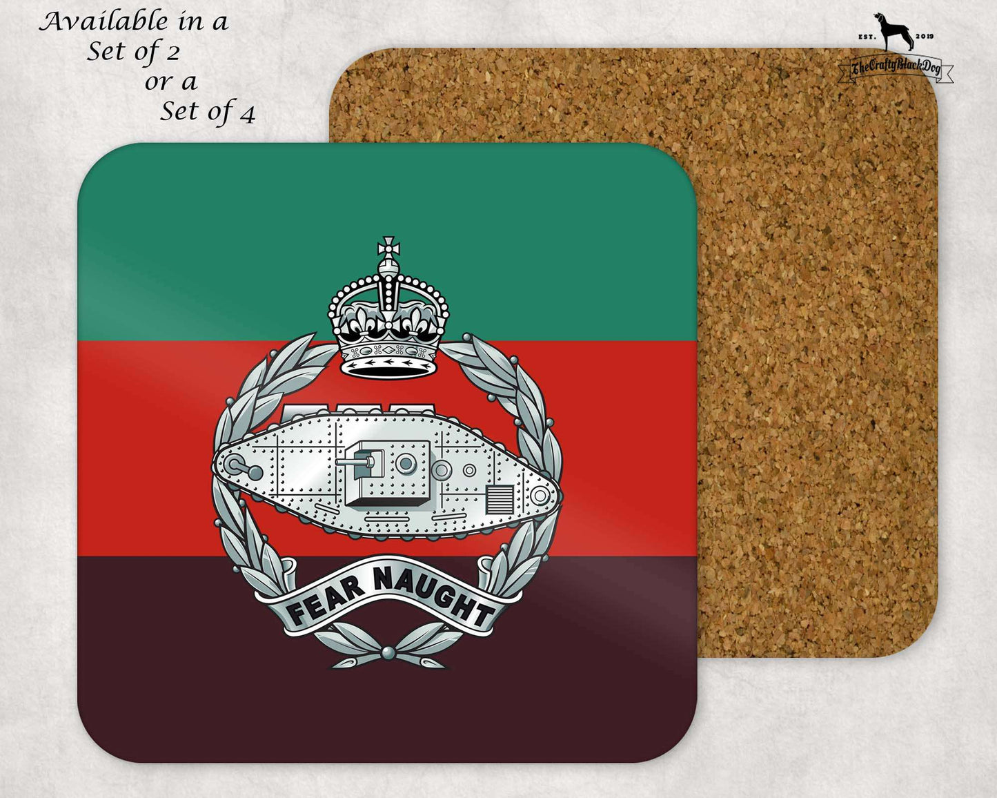Royal Tank Regiment - COASTER SET (New King's Crown)