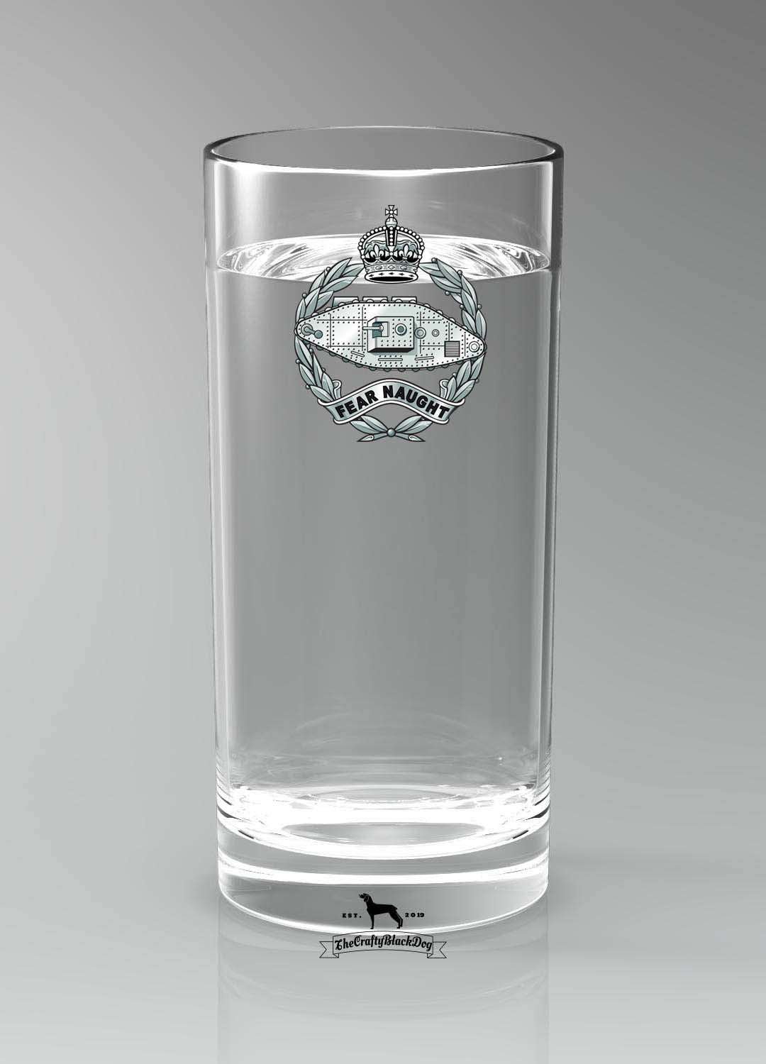 Royal Tank Regiment - Straight Gin/Mixer/Water Glass (New King's Crown)