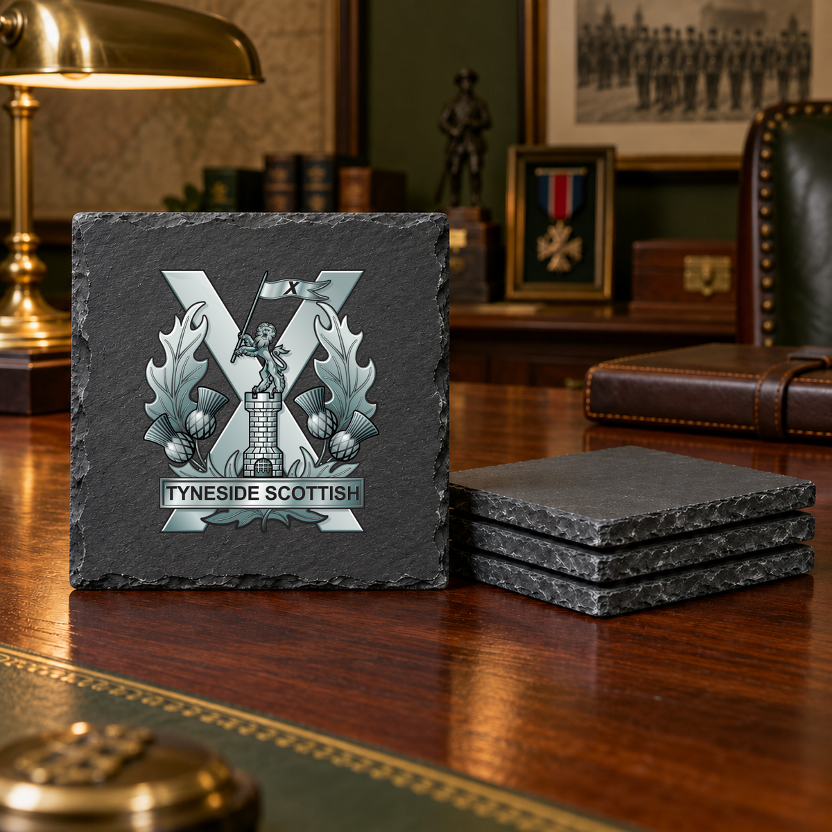 Tyneside Scottish Royal Artillery - Slate Coaster Set | The Crafty Black Dog