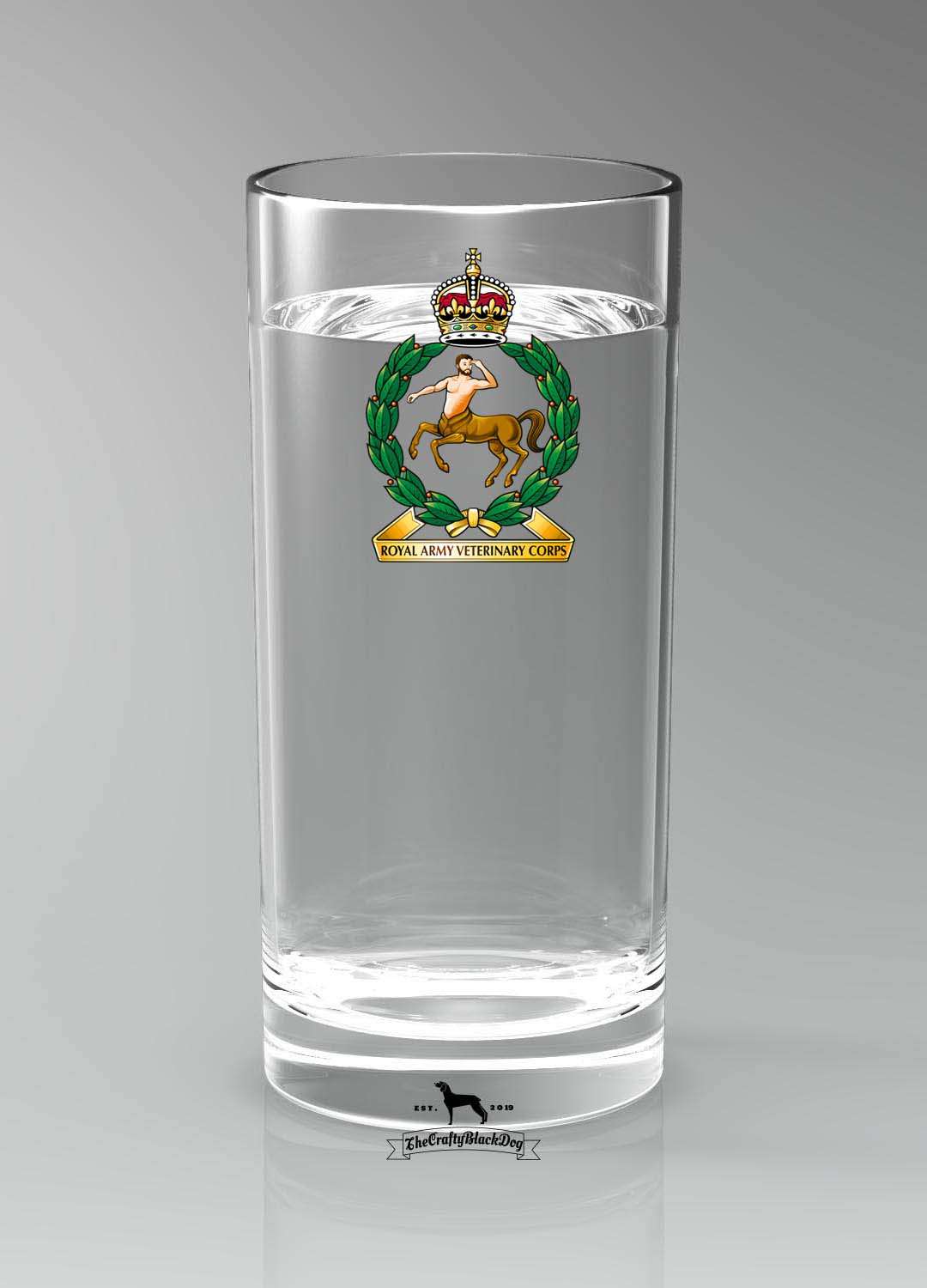 Royal Army Veterinary Corps - Straight Gin/Mixer/Water Glass (New King's Crown)