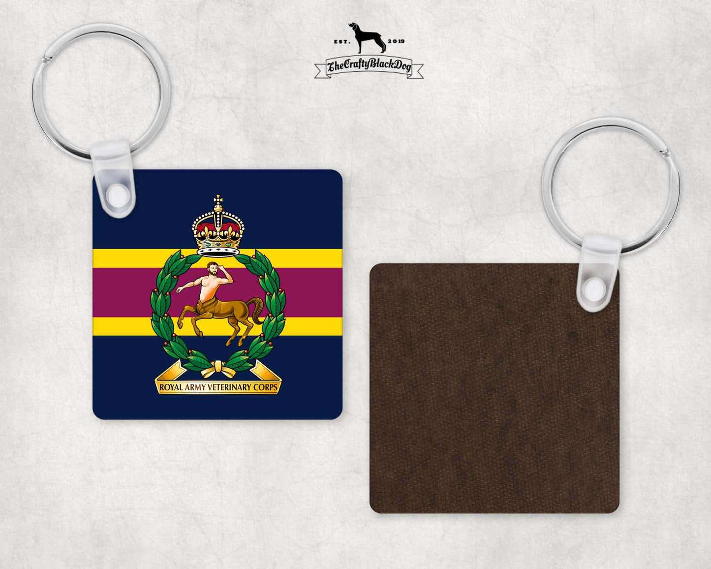 Royal Army Veterinary Corps - Square Key Ring (King's New Crown)