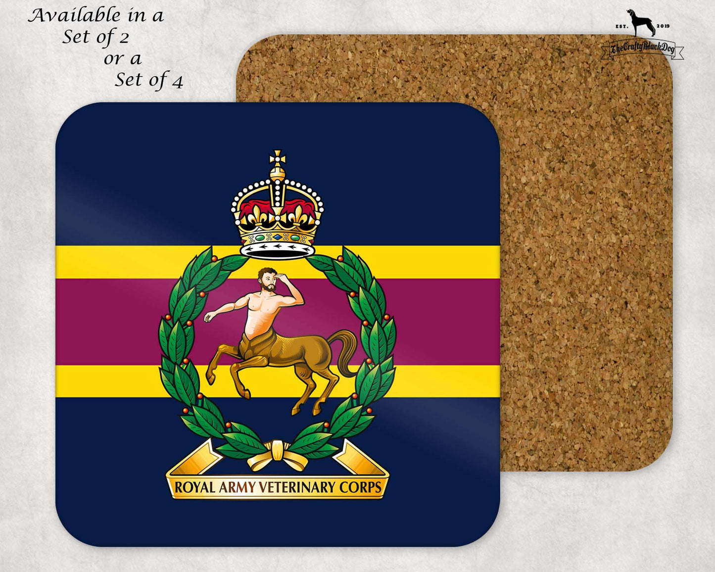 Royal Army Veterinary Corps - COASTER SET (New King's Crown)