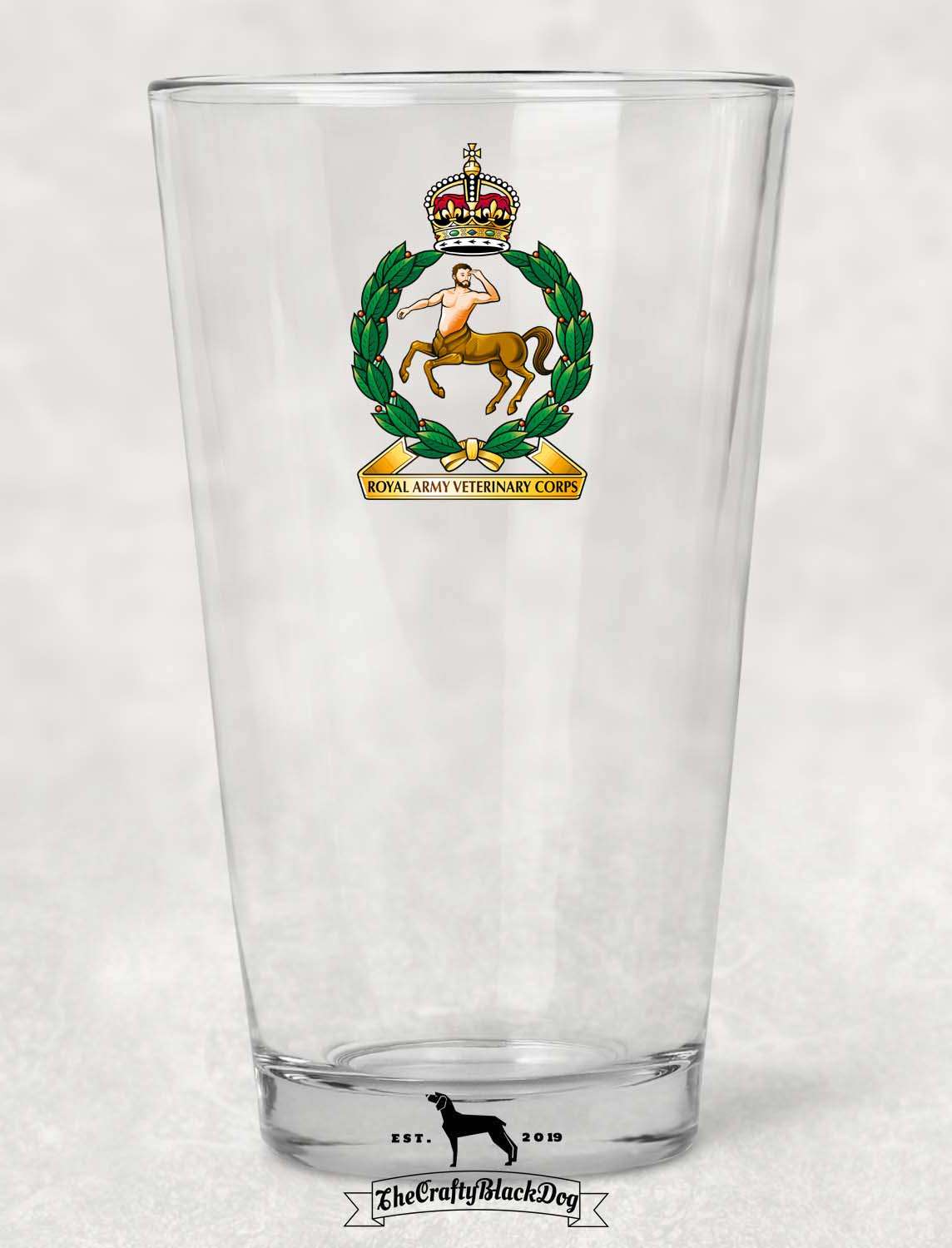 Royal Army Veterinary Corps - Pint Glass (New King's Crown)