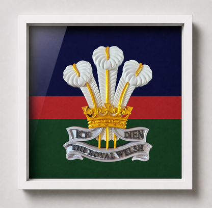 The Royal Welsh Silver, Gold & White Cap Badge Display Frame | Officially Licensed