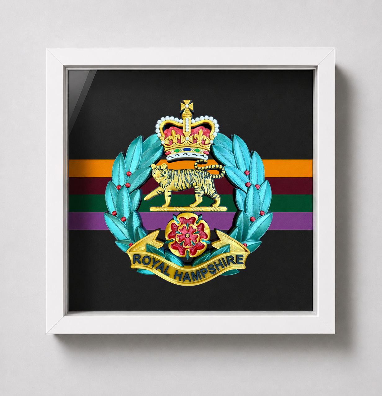 Royal Hampshire Regiment Full Colour Cap Badge Display Frame | Officially Licensed