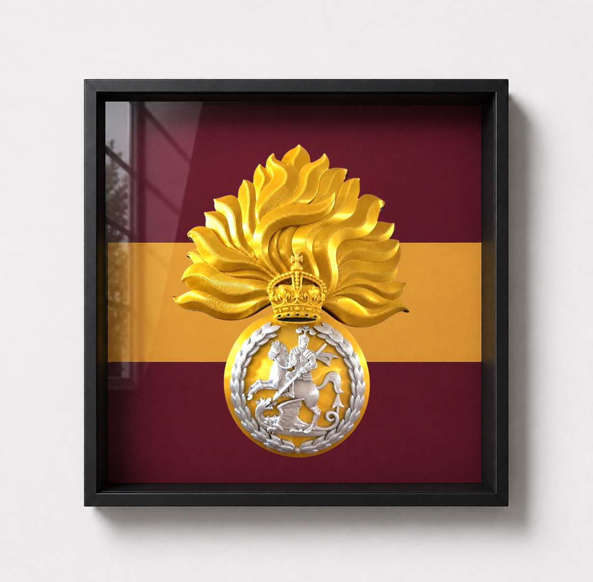 Royal Regiment of Fusiliers Grenade Display Frame King's Crown | Officially Licensed