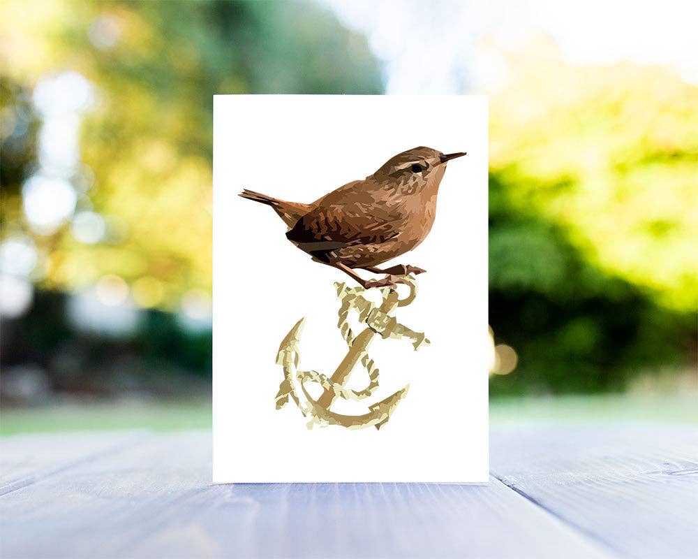 Gillian Jones Designs - Wren & Anchor Greeting Card