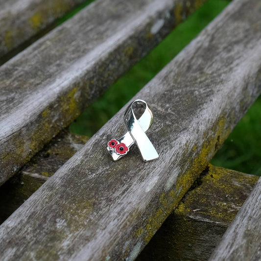 Poppy Red Flowers Ribbon Style Brooch