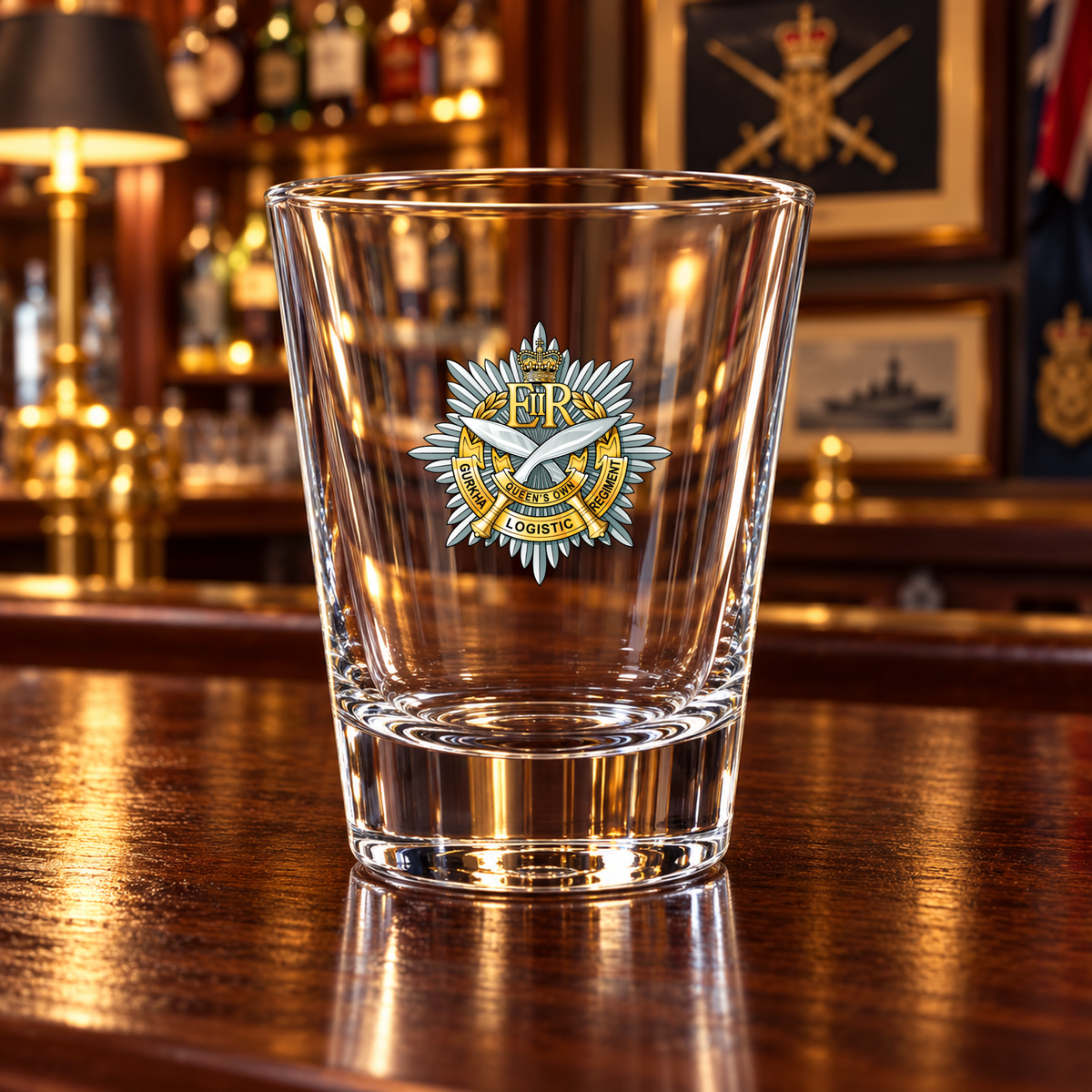 10 Queen's Own Gurkha Logistic Regiment RLC - Shot Glasses | The Crafty Black Dog — Frosted_Shot_Glass_Military_Bar_Smart_Object copy