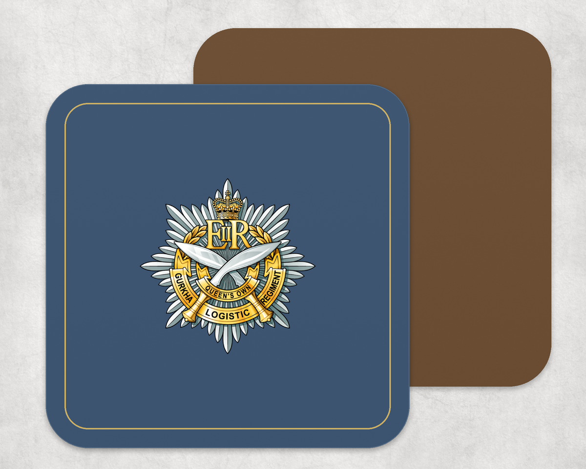 10 Queen's Own Gurkha Logistic Regiment RLC - Placemat â€” Navy_Gold_Hardback_Coaster