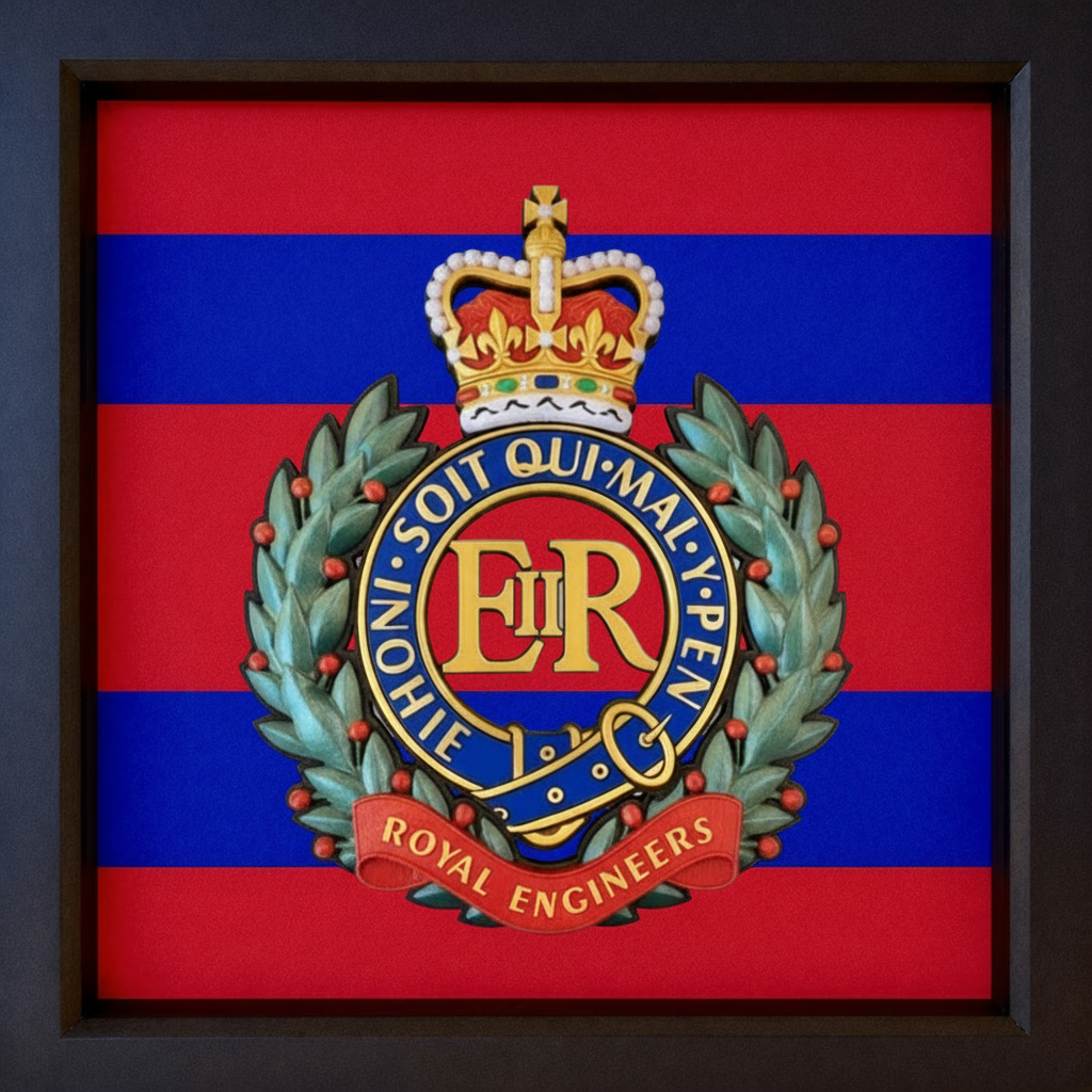 Royal Engineers Cap Badge Display Frame – Queen's Crown | Officially Licensed