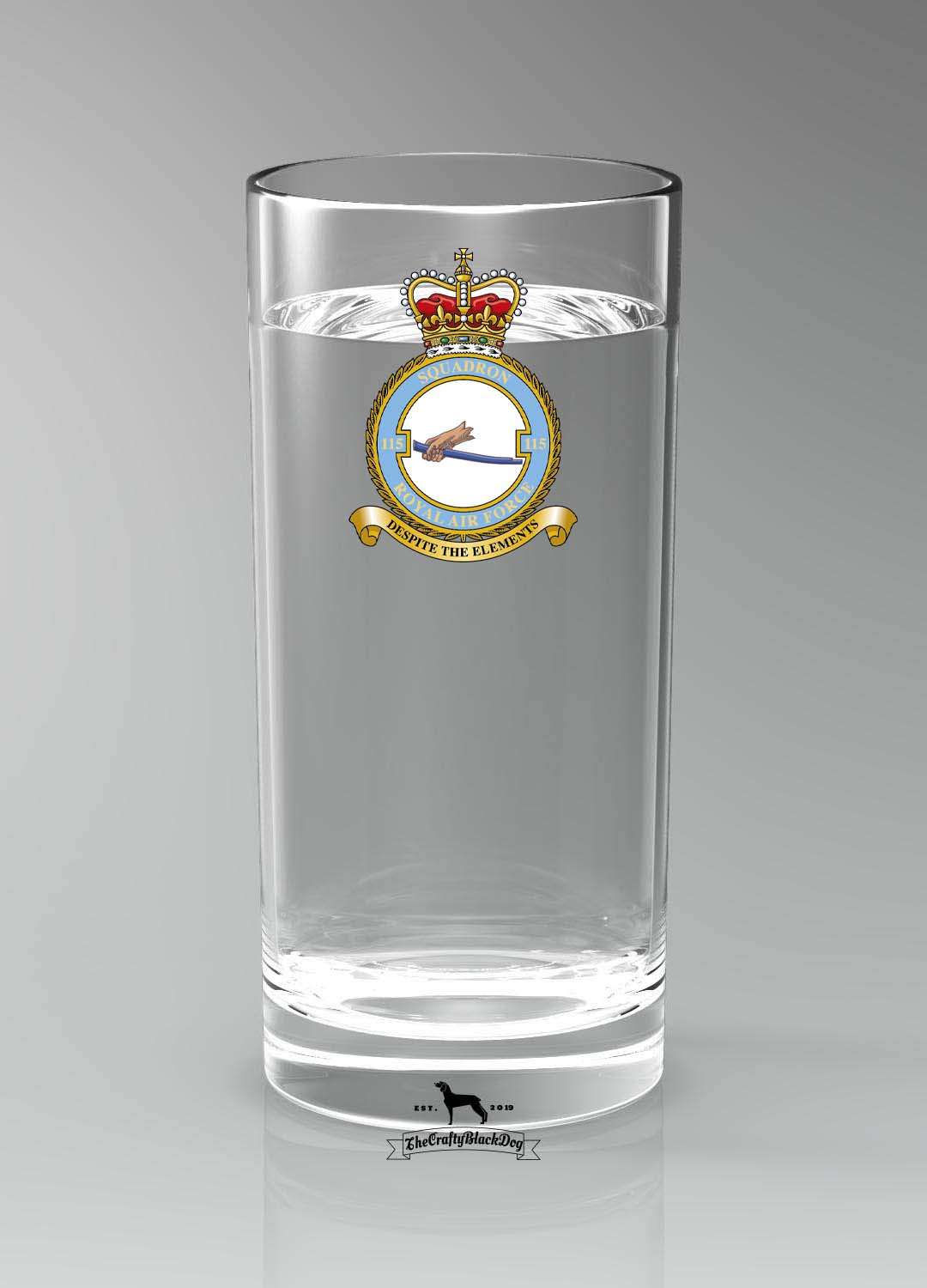 115 Squadron RAF - Straight Gin/Mixer/Water Glass