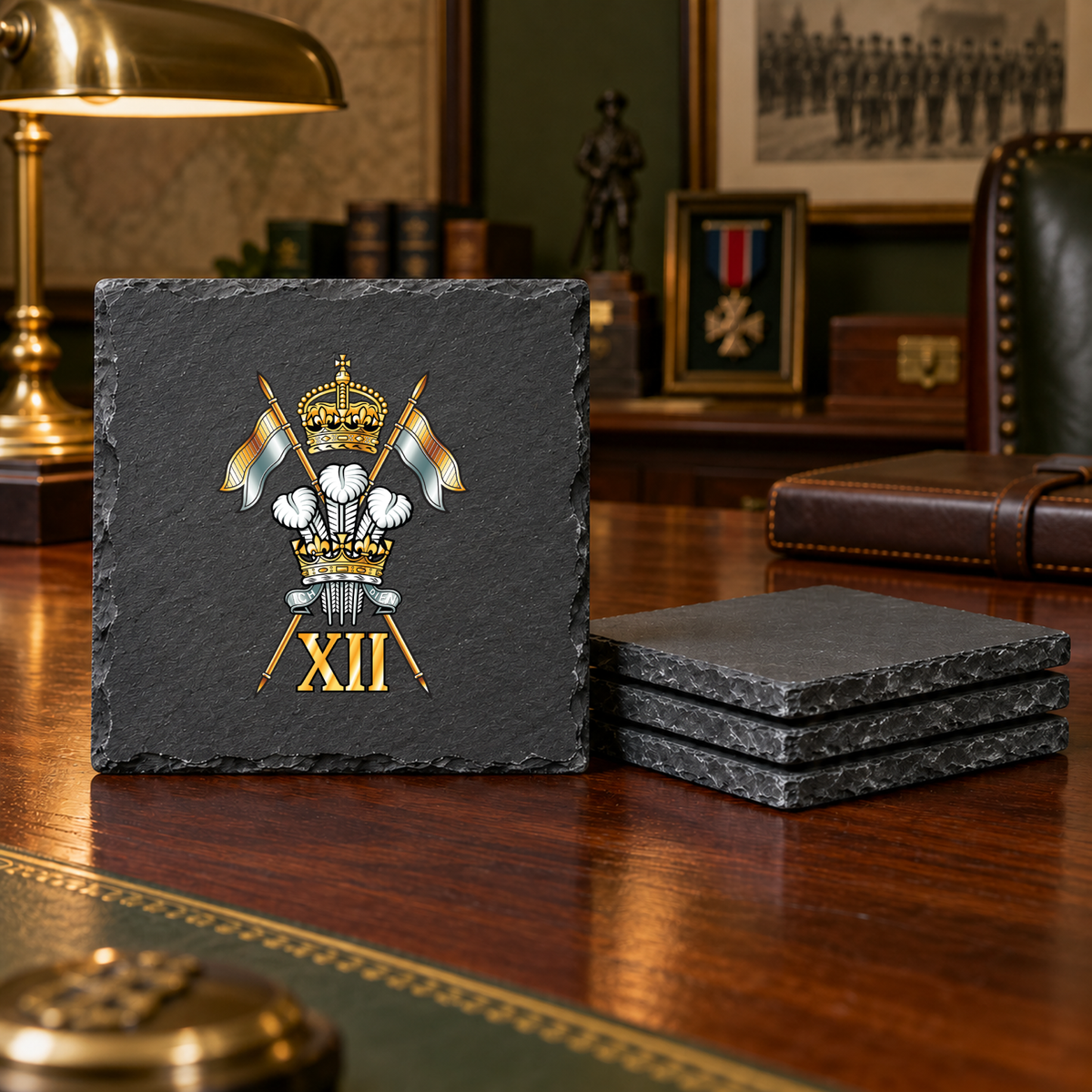 12th Royal Lancers (Prince of Wales's) - Slate Coaster Set | The Crafty Black Dog