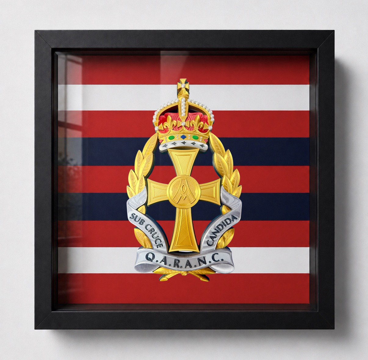 Queen Alexandra's Royal Army Nursing Corps King's Crown Cap Badge Display Frame | Officially Licensed