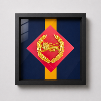 King's Own Royal Border Regiment Beret Badge Stable Belt Display Frame | Officially Licensed