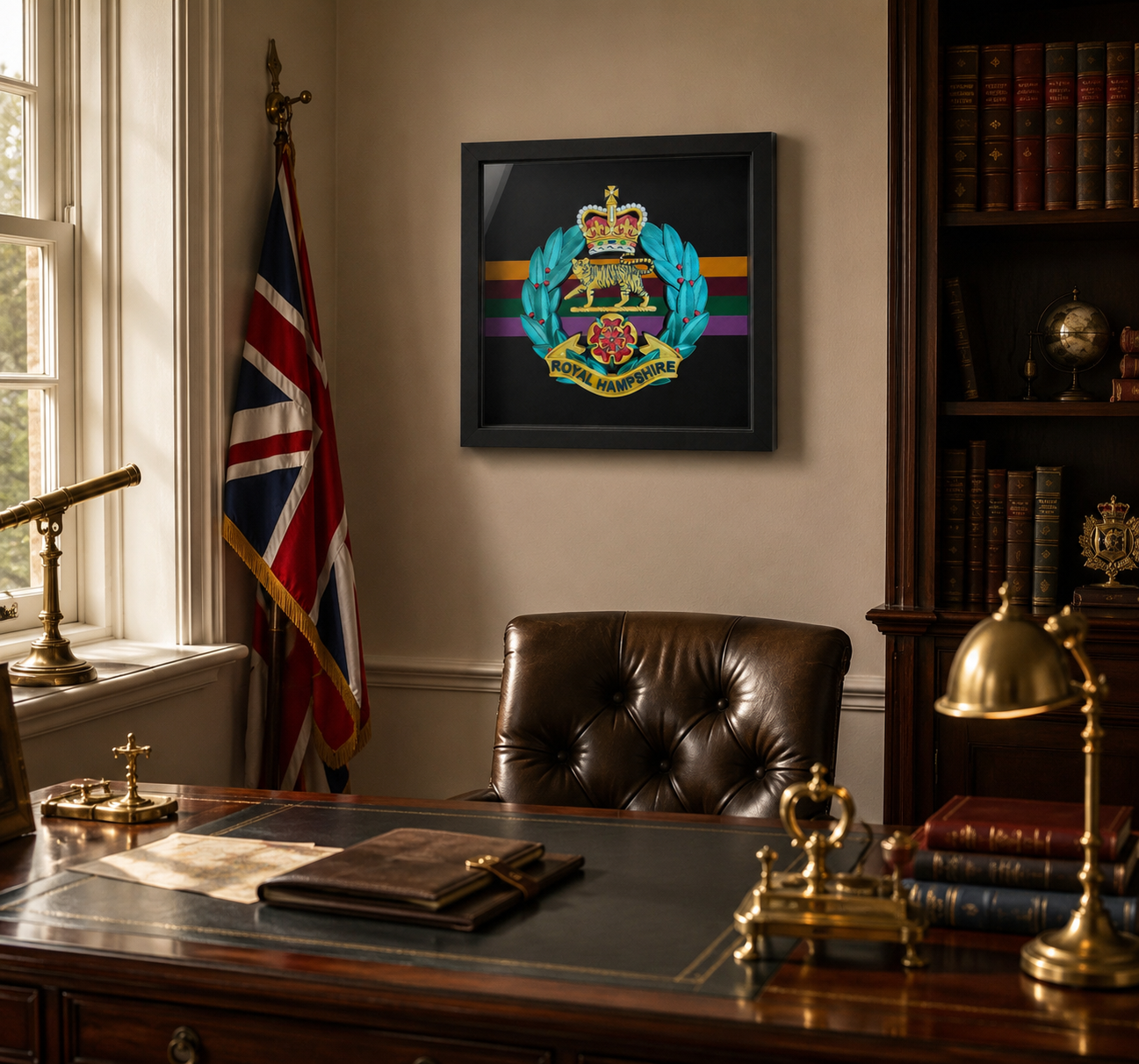 Royal Hampshire Regiment Full Colour Cap Badge Display Frame | Officially Licensed