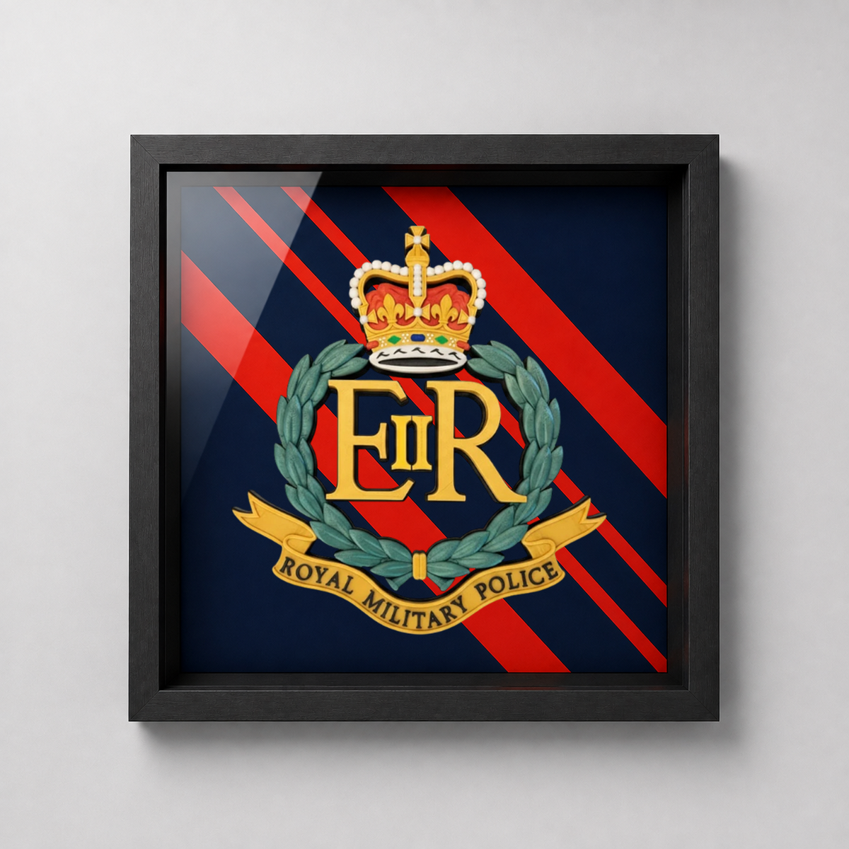 Royal Military Police Cap Badge Display Frame – Queen's Crown | Officially Licensed