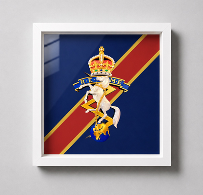 Royal Electrical and Mechanical Engineers King's Crown Cap Badge Display Frame | Officially Licensed