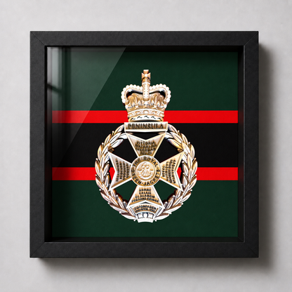 Royal Green Jackets Silver & Black Cap Badge Display Frame | Officially Licensed