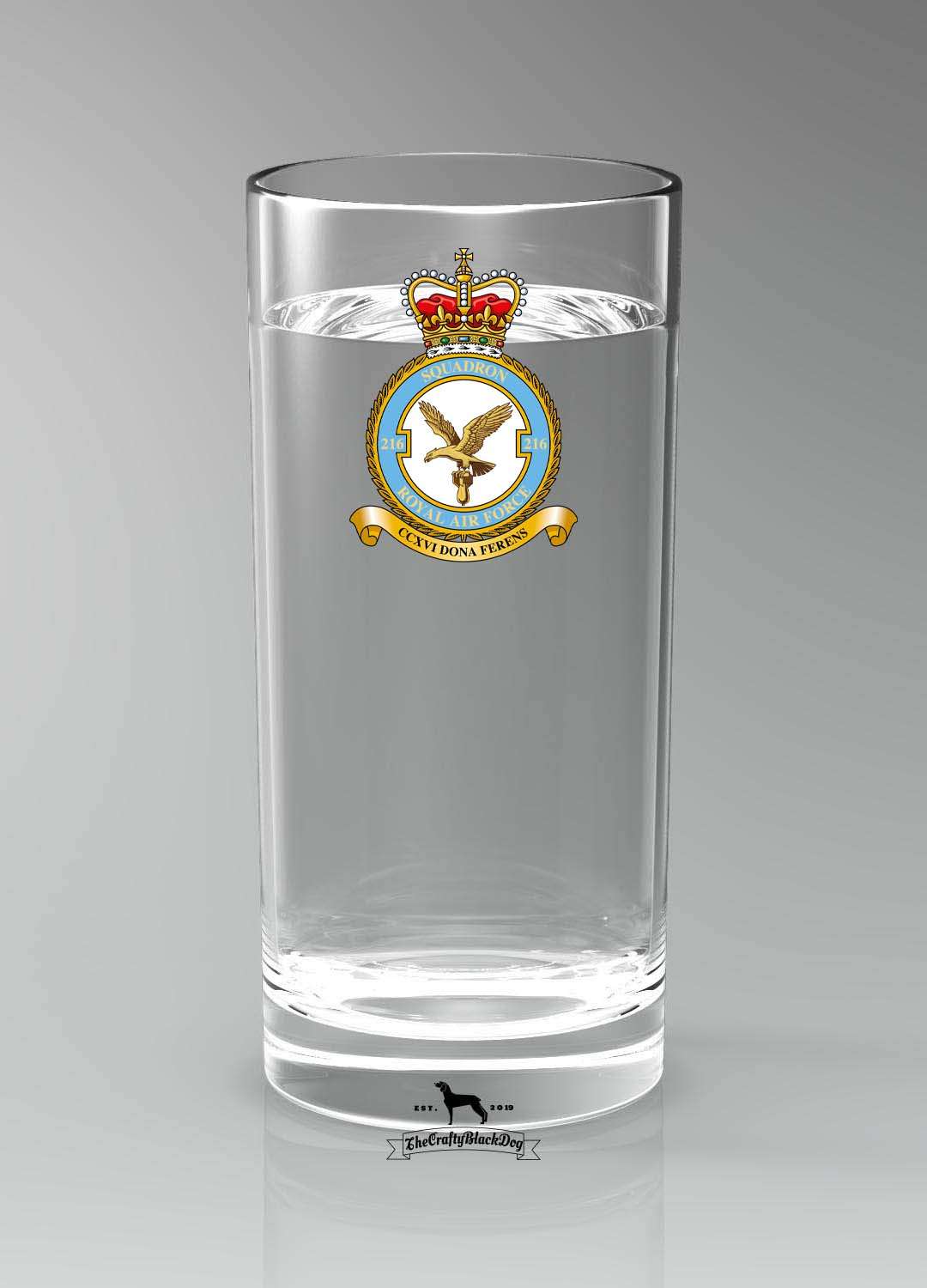 216 Squadron RAF - Straight Gin/Mixer/Water Glass