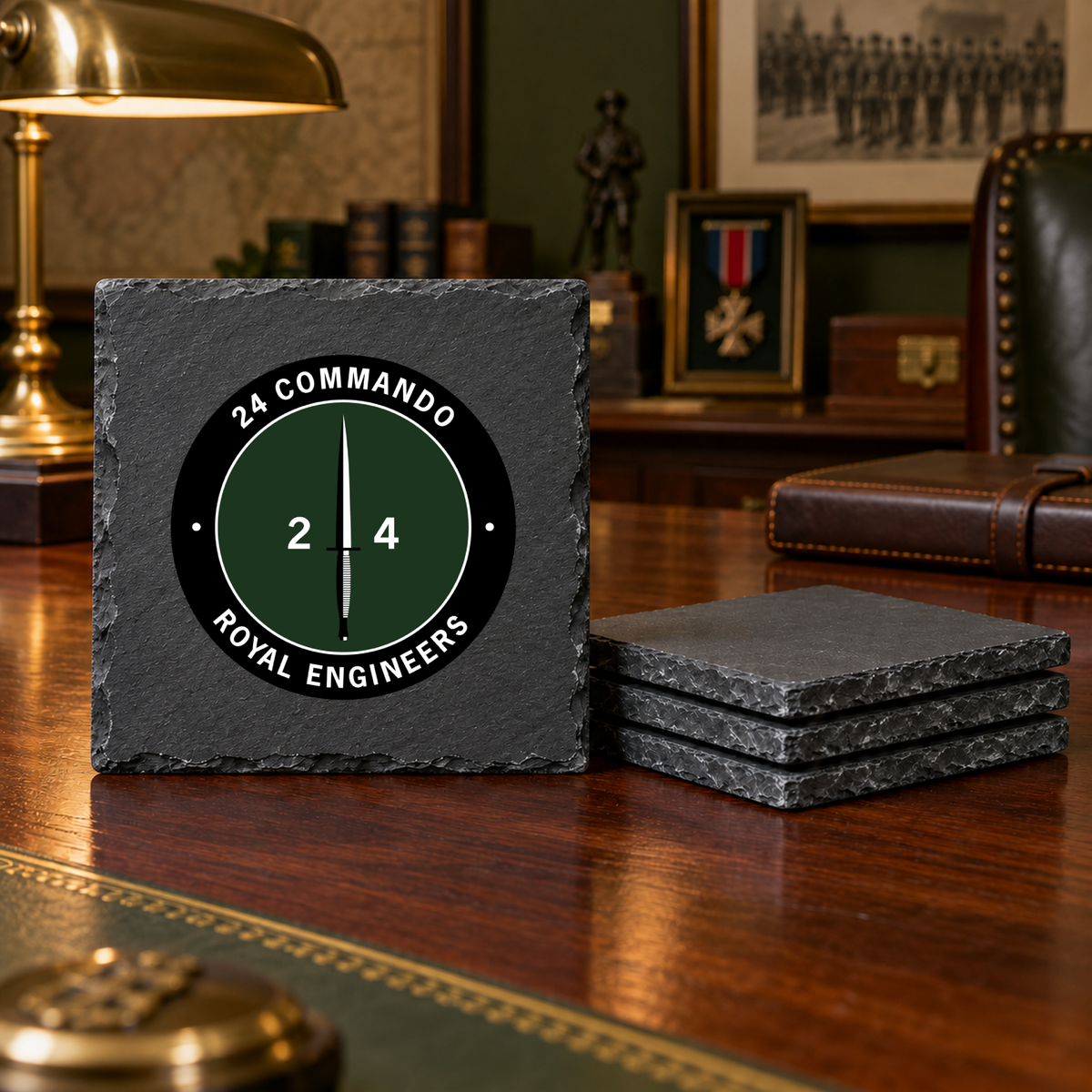 24 Commando Royal Engineers - Slate Coaster Set | The Crafty Black Dog