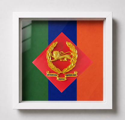 King's Own Royal Border Regiment Beret Badge with Scroll & Regimental Colours Display Frame | Officially Licensed