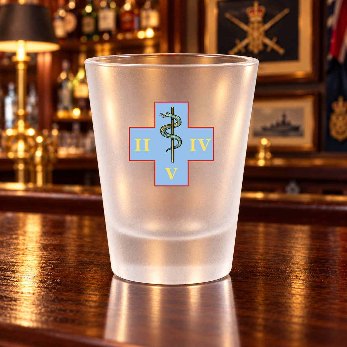 254 (East of England) Multi-Role Medical Regiment (254 MMR) - Shot Glasses | The Crafty Black Dog — Clear_Shot_Glass_Military_Bar_Smart_Object copy