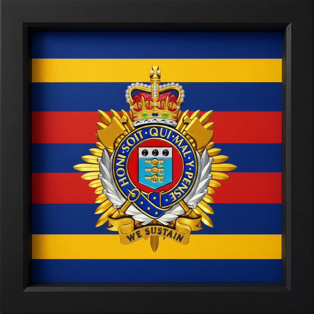 Royal Logistic Corps Cap Badge Display Frame – Queen's Crown | Officially Licensed