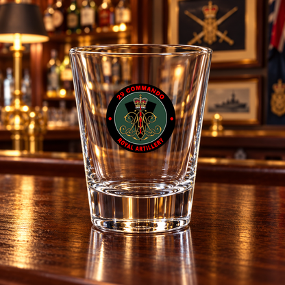 29 Commando Royal Artillery Cypher - Shot Glasses | The Crafty Black Dog — Frosted_Shot_Glass_Military_Bar_Smart_Object copy