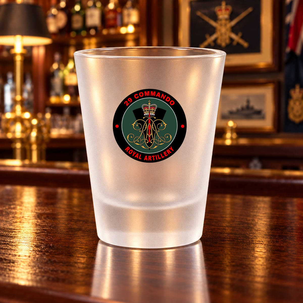 29 Commando Royal Artillery Cypher - Shot Glasses | The Crafty Black Dog — Clear_Shot_Glass_Military_Bar_Smart_Object copy