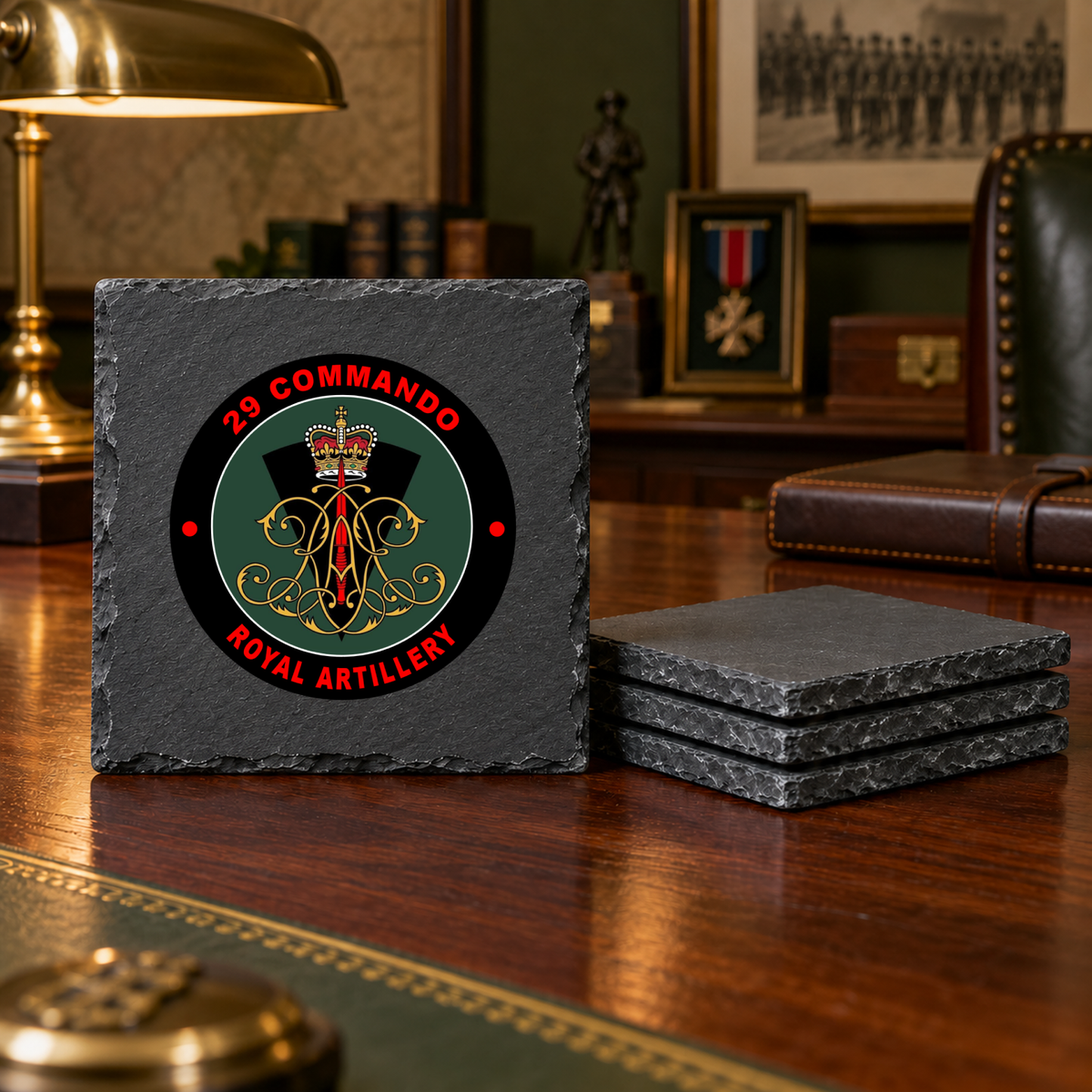 29 Commando Royal Artillery Cypher - Slate Coaster Set | The Crafty Black Dog