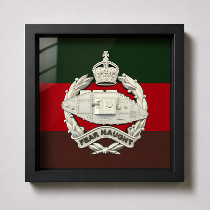 Royal Tank Regiment King's Crown Silver & Black Cap Badge Display Frame | Officially Licensed