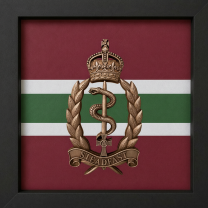 Royal Army Medical Service (RAMS) Cap Badge Display Frame – Brass King's Crown | Officially Licensed