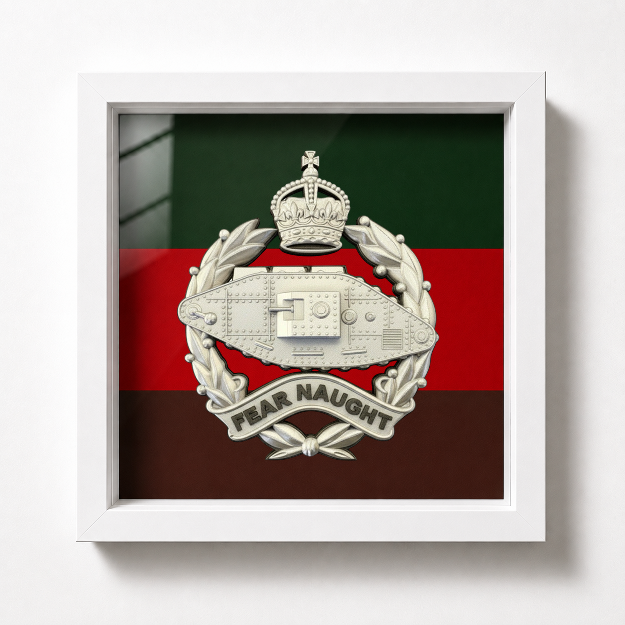 Royal Tank Regiment King's Crown Silver & Black Cap Badge Display Frame | Officially Licensed