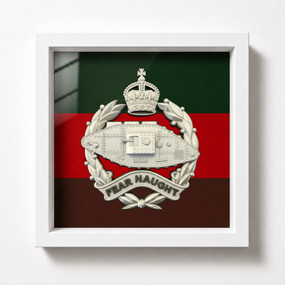 Royal Tank Regiment King's Crown Silver & Black Cap Badge Display Frame | Officially Licensed