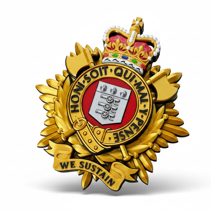 Royal Logistics Corps Queen's Crown Officers Variant Cap Badge | Officially Licensed