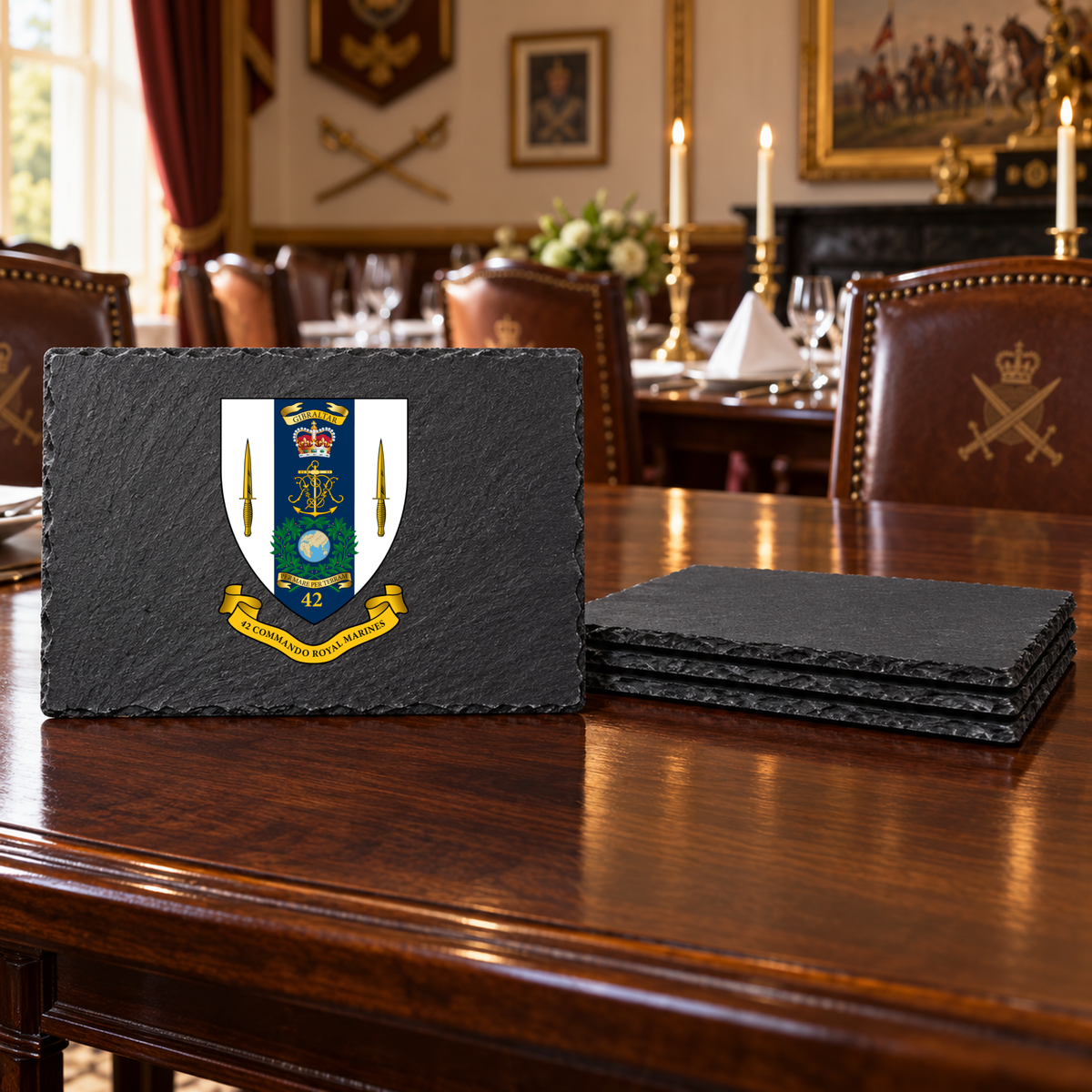 42 Commando RM - Slate Placemat & Coaster Set | The Crafty Black Dog — Slate_Placemat_Set_4_Military_Dining_Smart_Object copy