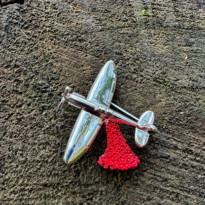 Spitfire Poppy Brooch, Silver Plated