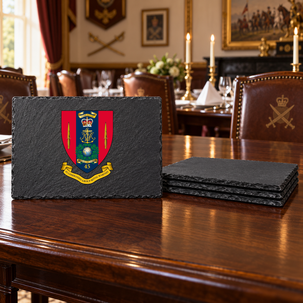 45 Commando RM - Slate Placemat & Coaster Set | The Crafty Black Dog — Slate_Placemat_Set_4_Military_Dining_Smart_Object copy