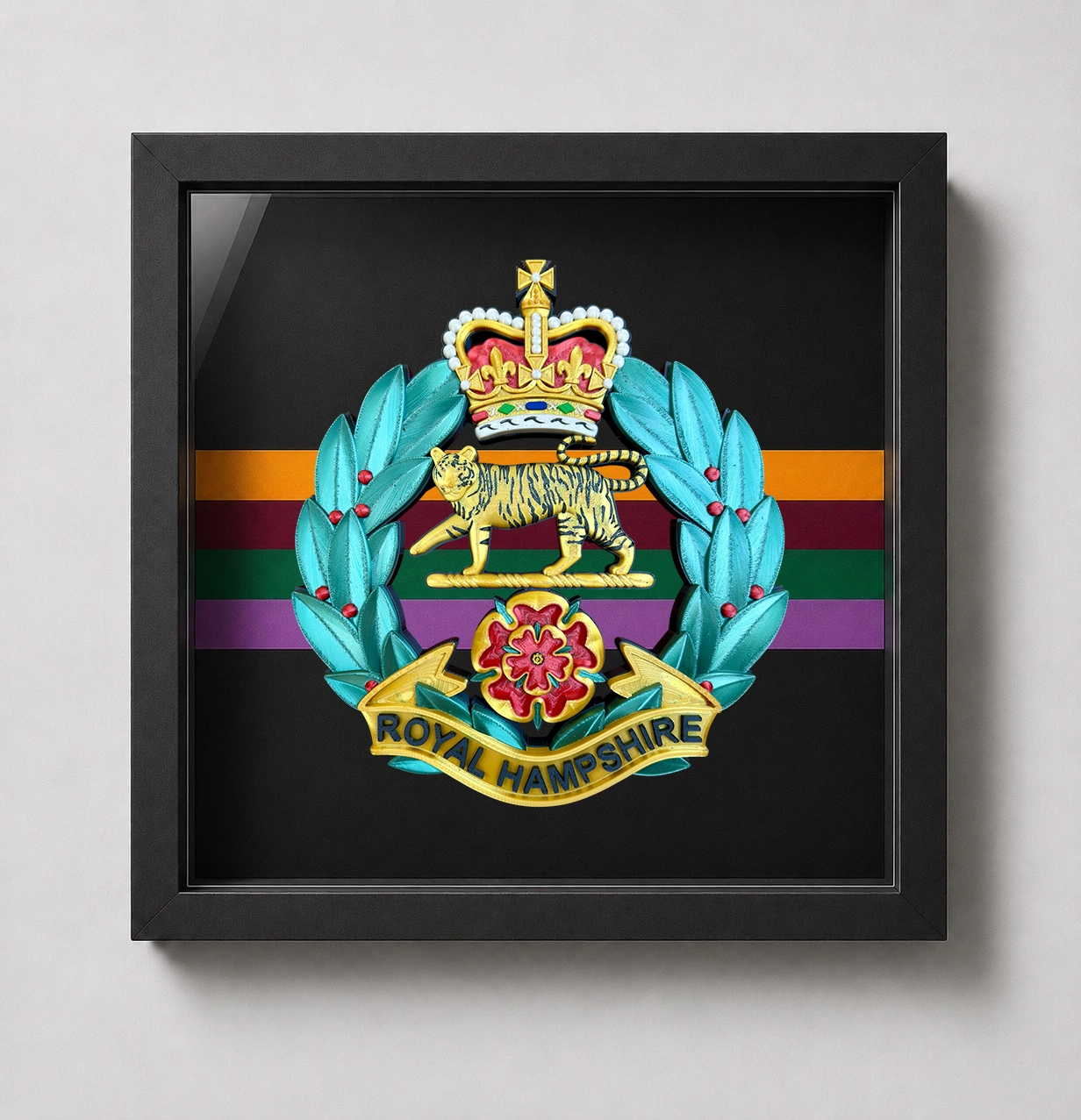 Royal Hampshire Regiment Full Colour Cap Badge Display Frame | Officially Licensed