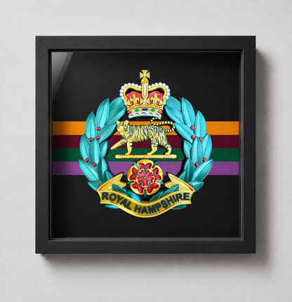 Royal Hampshire Regiment Full Colour Cap Badge Display Frame | Officially Licensed