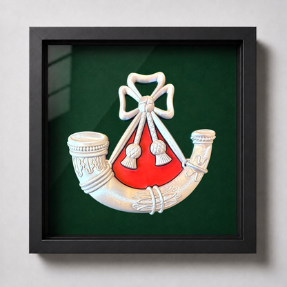 Light Infantry Cap Badge Display Frame – Red Centre | Officially Licensed