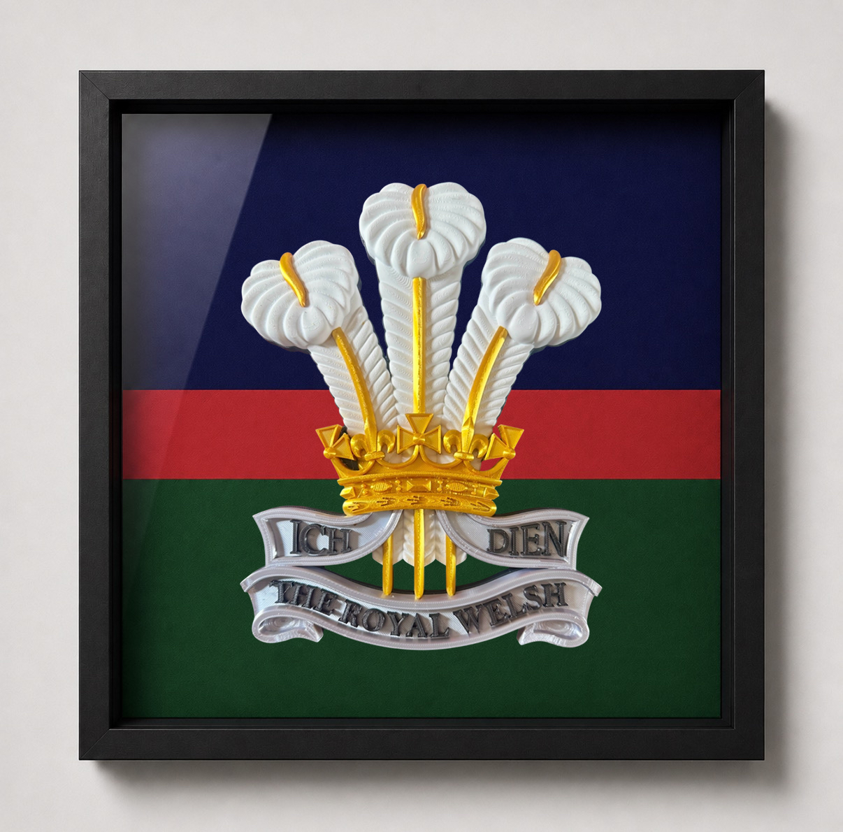 The Royal Welsh Silver, Gold & White Cap Badge Display Frame | Officially Licensed