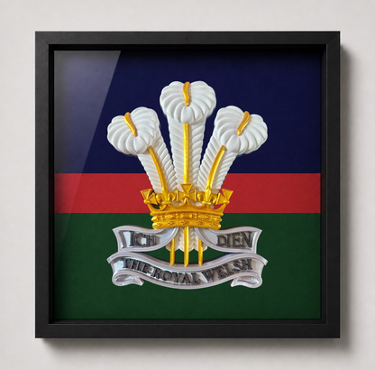 The Royal Welsh Silver, Gold & White Cap Badge Display Frame | Officially Licensed