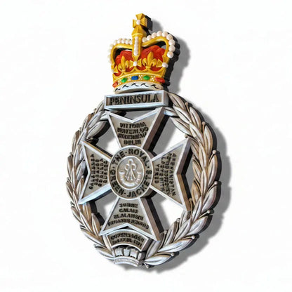 Royal Green Jackets Silver Black Coloured Crown Cap Badge