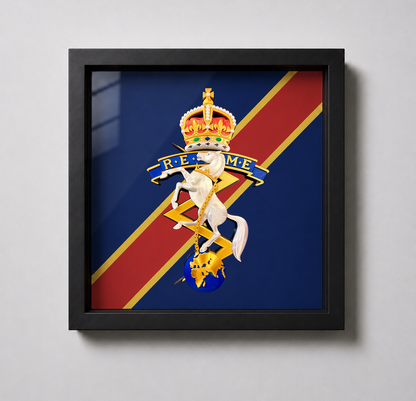 Royal Electrical and Mechanical Engineers King's Crown Cap Badge Display Frame | Officially Licensed