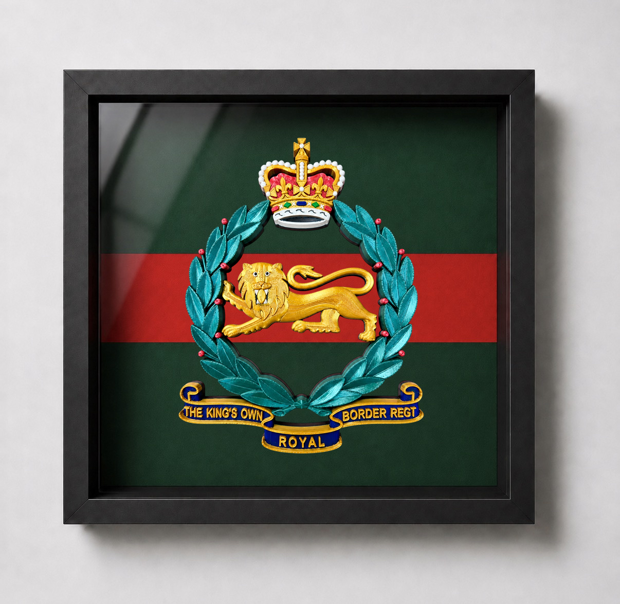 King's Own Royal Border Regiment Full Colour Cap Badge Regimental Colours Display Frame | Officially Licensed